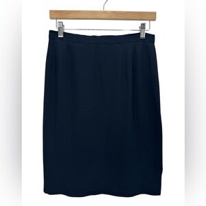 Giorgio Armani Le Collezioni Navy Straight Skirt Office Classic Quiet Luxury 10‎